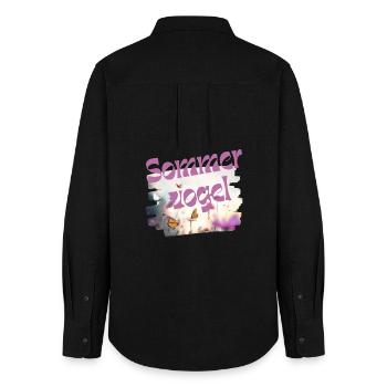 Summer bird - Butterfly - Vocabulary - Women's Oxford Shirt - black - Back - AI Model Female 172 light (172cm)