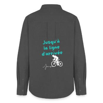 Persévérance Jusqu'à la Ligne d'Arrivée - Chemise Oxford Femme - charbon - Dos - AI Model Female 172 light (172cm)