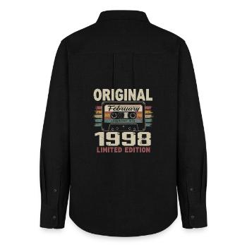 February 1998, February 1998 Birthday Gift - Women's Oxford Shirt - black - Back - AI Model Female 172 light (172cm)