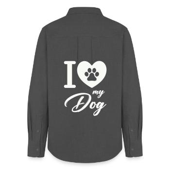 Ich liebe meinen Hund - Frauen Oxford Hemd - Anthrazit - Hinten - AI Model Female 172 light (172cm)
