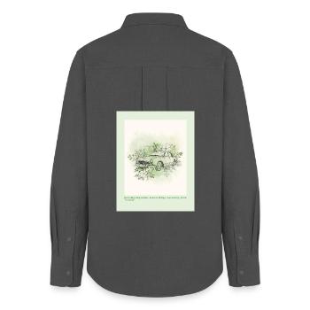 Vintage Car with Floral Frame - Women's Oxford Shirt - anthracite - Back - AI Model Female 172 light (172cm)