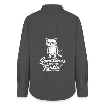 Parfois, je suis juste un chat qui pète ( - Chemise Oxford Femme - charbon - Dos - AI Model Female 172 light (172cm)