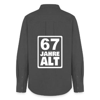 Alter 67 - Frauen Oxford Hemd - Anthrazit - Hinten - AI Model Female 172 light (172cm)