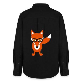 fuchs mit brille - Frauen Oxford Hemd - Schwarz - Hinten - AI Model Female 172 light (172cm)