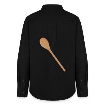 Wooden spoons Cooking spoons for your own texts and recipes - Women's Oxford Shirt - black - Back - AI Model Female 172 light (172cm)