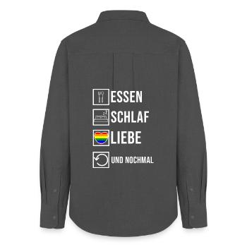 Sexualität Lgbt Herz Liebe Statement Bisexuell - Frauen Oxford Hemd - Anthrazit - Hinten - AI Model Female 172 light (172cm)
