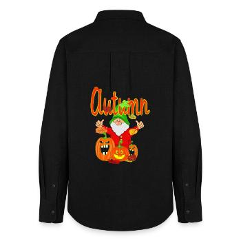 Garden magic with pumpkins in autumn - Women's Oxford Shirt - black - Back - AI Model Female 172 light (172cm)