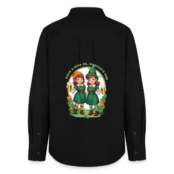 Habt ein schönen St. Patrick´s Day - Frauen Oxford Hemd - Schwarz - Hinten - AI Model Female 172 light (172cm)