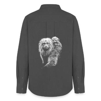 Tamarins lion - Chemise Oxford Femme - charbon - Dos - AI Model Female 172 light (172cm)