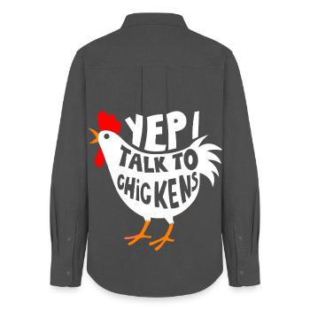 yep i talk to Chickens - Women's Oxford Shirt - anthracite - Back - AI Model Female 172 light (172cm)