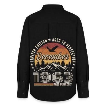 December 1963 Original Edition December Gift - Women's Oxford Shirt - black - Back - AI Model Female 172 light (172cm)