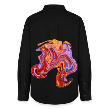 Color swirl neon pattern - Women's Oxford Shirt - black - Back - AI Model Female 172 light (172cm)