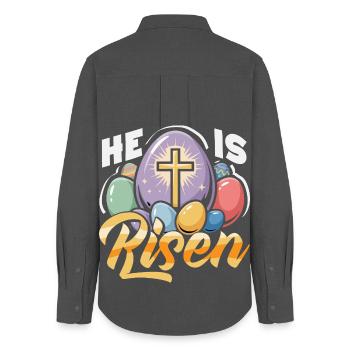 Happy Easter Sweet Easter Bunny Egg Hunt Easter Eggs - Women's Oxford Shirt - anthracite - Back - AI Model Female 172 light (172cm)