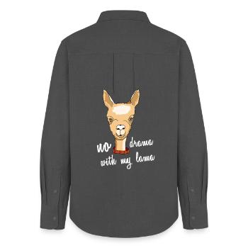 lama no drama alpaka kamel face spruch comic cute - Frauen Oxford Hemd - Anthrazit - Hinten - AI Model Female 172 light (172cm)