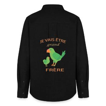Enfant Je vais être Grand Frère 2024 Annoncer Gros - Chemise Oxford Femme - noir - Dos - AI Model Female 172 light (172cm)