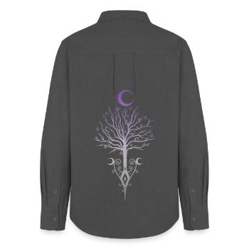 Occult Moon Tree Dark Autumn - Women's Oxford Shirt - anthracite - Back - AI Model Female 172 light (172cm)