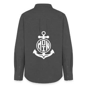 MOIN Anker Möwe Norddeutschland - Frauen Oxford Hemd - Anthrazit - Hinten - AI Model Female 172 light (172cm)