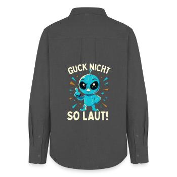 Alien Guck nicht so laut Spruch - Frauen Oxford Hemd - Anthrazit - Hinten - AI Model Female 172 light (172cm)