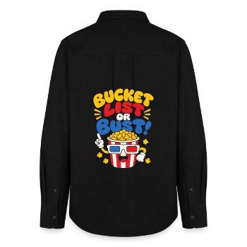 Movies Solve Everything Popcorn - Women's Oxford Shirt - black - Back - AI Model Female 172 light (172cm)