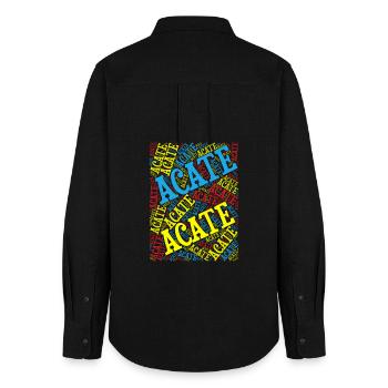 Sicilia t-shirt t-shirt Acate word cloud - Women's Oxford Shirt - black - Back - AI Model Female 172 light (172cm)