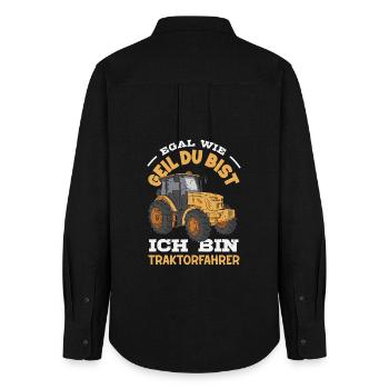 No matter how horny you are, I'm a tractor driver - Women's Oxford Shirt - black - Back - AI Model Female 172 light (172cm)