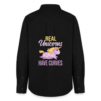 Real Unicorns have curves - Women's Oxford Shirt - black - Back - AI Model Female 172 light (172cm)