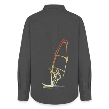 Planche à voile Croquis Vintage - Chemise Oxford Femme - charbon - Dos - AI Model Female 172 light (172cm)