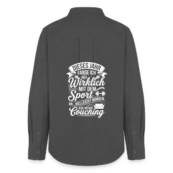 This year really with the sport - Women's Oxford Shirt - anthracite - Back - AI Model Female 172 light (172cm)