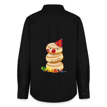 funny carnival donuts with kissing mouth and alaaf - Women's Oxford Shirt - black - Back - AI Model Female 172 light (172cm)