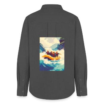 Expédition de rafting dans les rapides sauvages - Chemise Oxford Femme - charbon - Dos - AI Model Female 172 light (172cm)