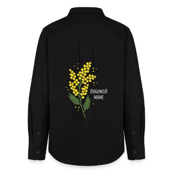 Geliebte Mama Blumen - Frauen Oxford Hemd - Schwarz - Hinten - AI Model Female 172 light (172cm)