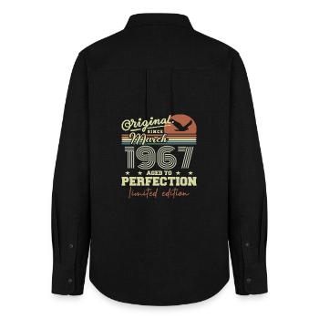 Geburtstag März 1967 - Frauen Oxford Hemd - Schwarz - Hinten - AI Model Female 172 light (172cm)