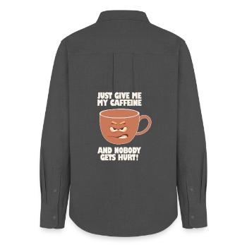 Gib mir einfach mein Koffein und niemand wird verletzt - Frauen Oxford Hemd - Anthrazit - Hinten - AI Model Female 172 light (172cm)