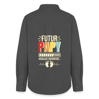 Gift Future Grandpa 2026 Grandpa Announcement - Chemise Oxford Femme - charbon - Dos - AI Model Female 172 light (172cm)