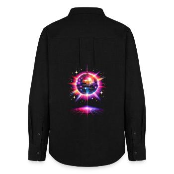 Disco Ball Neon 80s Design - Women's Oxford Shirt - black - Back - AI Model Female 172 light (172cm)