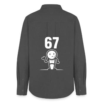 Six Seven 67 Meme Humor Geschenkidee Lustig - Frauen Oxford Hemd - Anthrazit - Hinten - AI Model Female 172 light (172cm)