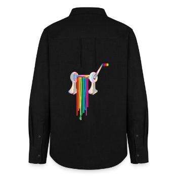 Machine à pâtes avec des pâtes colorées de style arc-en-ciel - Chemise Oxford Femme - noir - Dos - AI Model Female 172 light (172cm)
