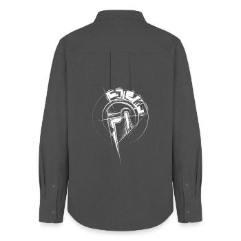 Gladiateur Illustration Combattant Casque Symbole Romain - Chemise Oxford Femme - charbon - Dos - AI Model Female 172 light (172cm)