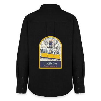 Illustration Bica funicular, Lisbon - Women's Oxford Shirt - black - Back - AI Model Female 172 light (172cm)