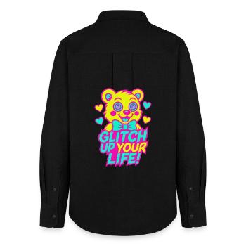 Glitch Up your Life! Motiv 2 - Frauen Oxford Hemd - Schwarz - Hinten - AI Model Female 172 light (172cm)