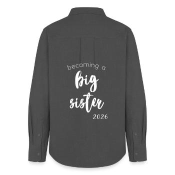 Become a Big Sister 2026 - Women's Oxford Shirt - anthracite - Back - AI Model Female 172 light (172cm)