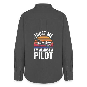 Trust Me Im Almost A Pilot Lustiger Spruch Für - Women's Oxford Shirt - anthracite - Back - AI Model Female 172 light (172cm)