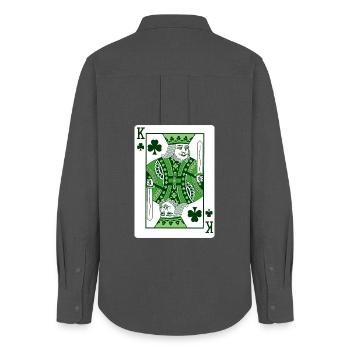 König von Shamrock St. Patrick's Irish - Frauen Oxford Hemd - Anthrazit - Hinten - AI Model Female 172 light (172cm)