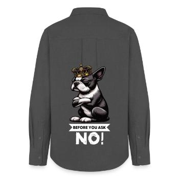 Avant de demander Boston Boston Boston terrier Bostie Bosti - Chemise Oxford Femme - charbon - Dos - AI Model Female 172 light (172cm)