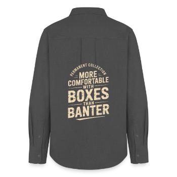 More Comfortable With Boxes Than Banter - Women's Oxford Shirt - anthracite - Back - AI Model Female 172 light (172cm)