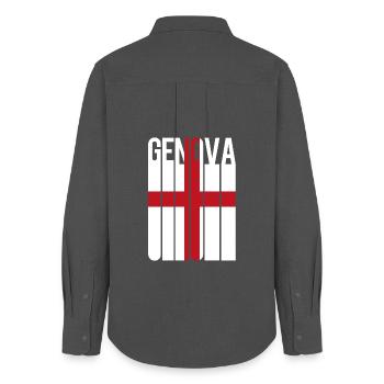 Flagge von Genua Genua Gens Génova - Frauen Oxford Hemd - Anthrazit - Hinten - AI Model Female 172 light (172cm)