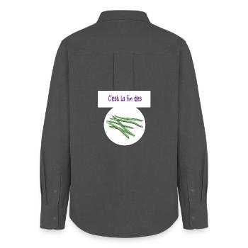 It's the end of the beans - Women's Oxford Shirt - anthracite - Back - AI Model Female 172 light (172cm)
