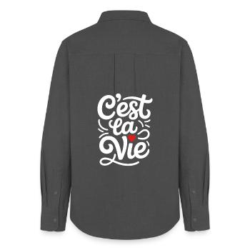 C'est La Vie France saying - Women's Oxford Shirt - anthracite - Back - AI Model Female 172 light (172cm)