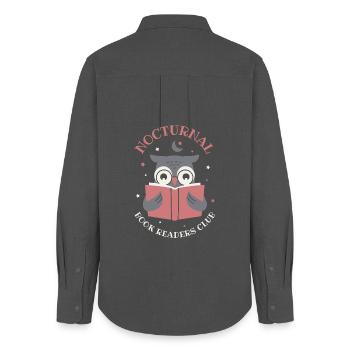 Nocturnal Book Readers Club - Women's Oxford Shirt - anthracite - Back - AI Model Female 172 light (172cm)