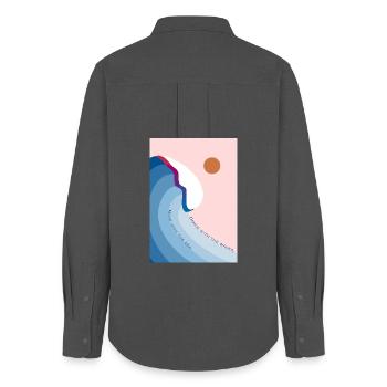Dance with the waves 2 - Frauen Oxford Hemd - Anthrazit - Hinten - AI Model Female 172 light (172cm)